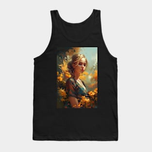 Elegant lady surrounded by flower Tank Top